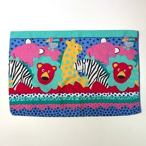 Vintage 90's Revman Zoo Jungle Animals Pillowcase Vintage Kids Colorful Standard